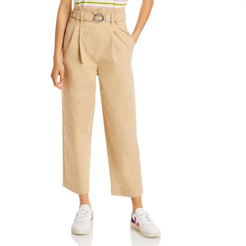 Derek Lam 10 Crosby Khaki Ankle Straight Paperbag Pants BHFO 1885